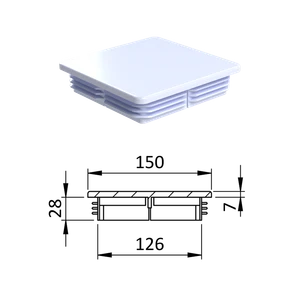 Krytka plastová 150 x 150 mm, biela - slide 0