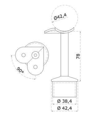 Držák madla pevný na trubku ø 42,4 mm, broušená AISI 304 - slide 1