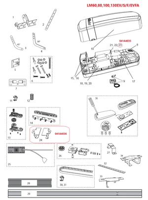 041A4036 držiak LiftMaster na pripevnenie kolajnice s pohonom na strop - slide 0