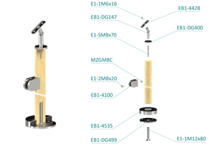 Drevený stĺp, vrchné kotvenie, výplň: sklo, ľavý - slide 2