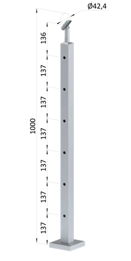 Nerezový stĺp, vrchné kotvenie, 6-dierový koncový