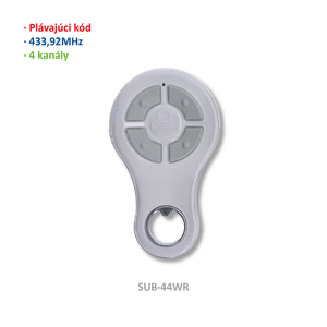 Vysílač 4kanálový, 433MHz, plovoucí kód, bílý - slide 1