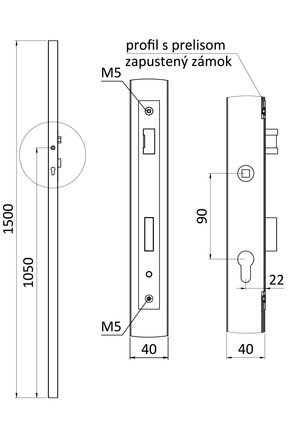 Profil 40 x 40 x 1,5 x 1500 mm, rozteč 90 mm, pozinkovaný - slide 1