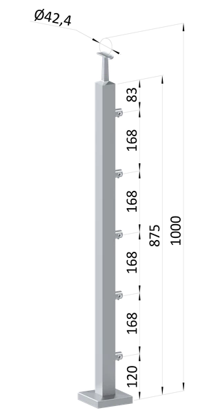 Nerezový stĺp, vrchné kotvenie, 5-radový priechodný - slide 0
