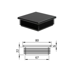 Krytka plastová 80 x 80 mm, čierna